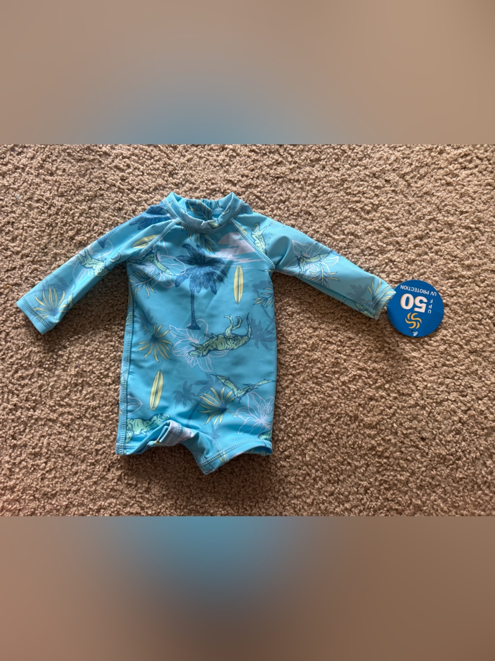 Brand new Sol Borne 0-3 month Long-Sleeve Blue UV Swim Rashguard